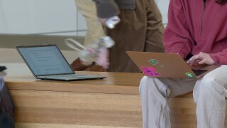 MSU Student on her computer at college of business