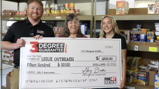 Brad Sugden, Hannah McIlree, Carolyn Hook 3 degree guarantee check